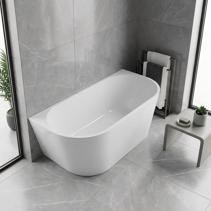 1400/1500/1700*800*600mm Sunny Gloss White Oval Thin Edge Back To Wall Bathtub