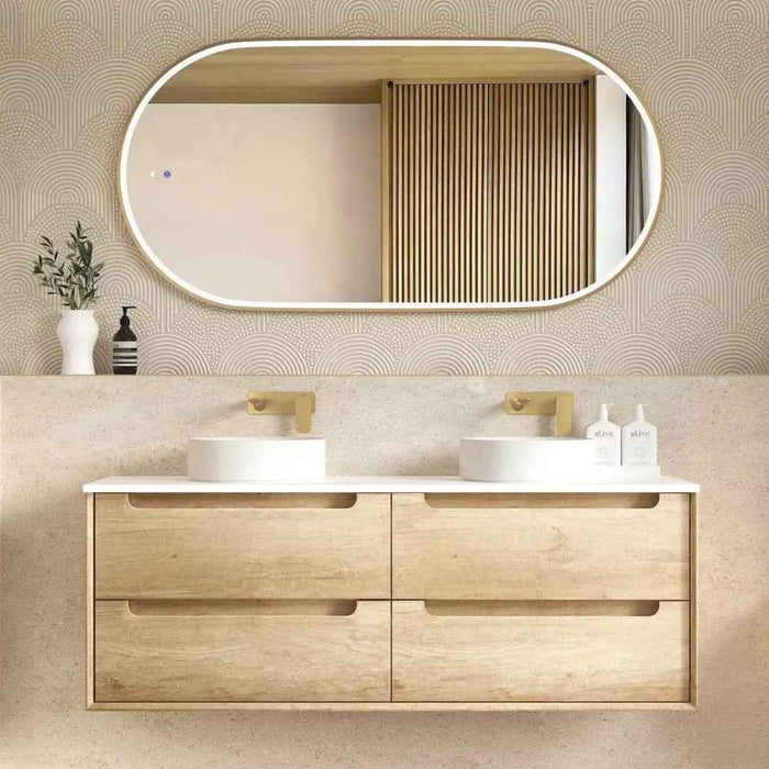 600-1500*460*550mm OTTI Byron Natural Oak High Moisture Resistant Plywood Bathroom Wall Hung Vanity