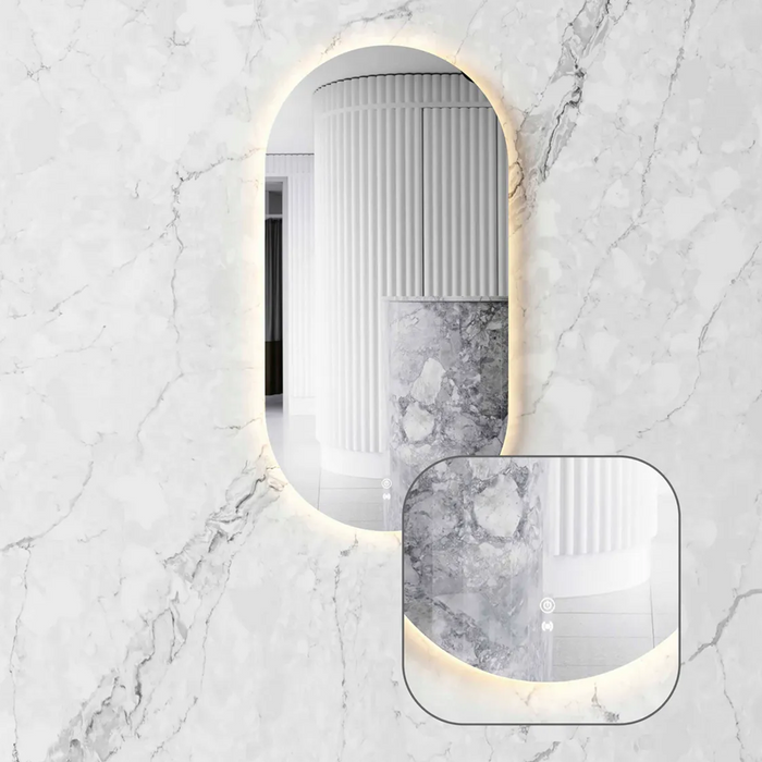 900*450mm Otti Noosa Frameless Oval Back Lit Tuffi LED Mirror