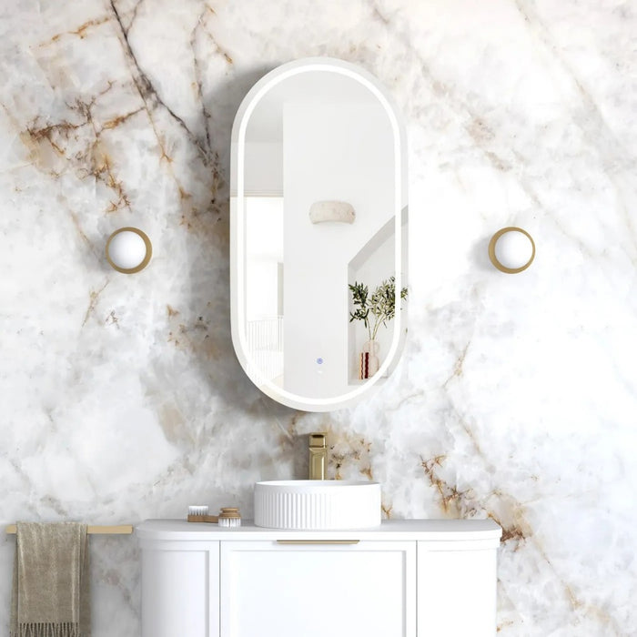 900*450mm OTT Noosa Natural Oak/Black Oak/Matte White Oval Shape Wall Mounted LED Shaving Cabinet