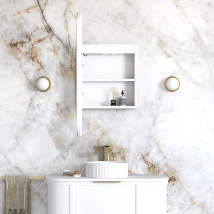 900*450mm OTT Noosa Natural Oak/Black Oak/Matte White Oval Shape Wall Mounted LED Shaving Cabinet