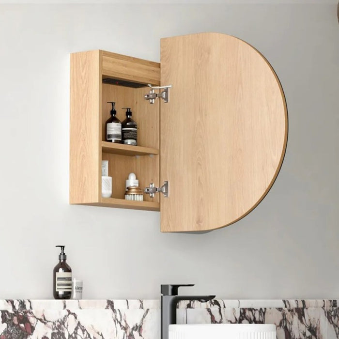 900*600mm OTT Bondi Natural Oak/Black Oak/Matte White Oval Wall Mounted LED Shaving Cabinet