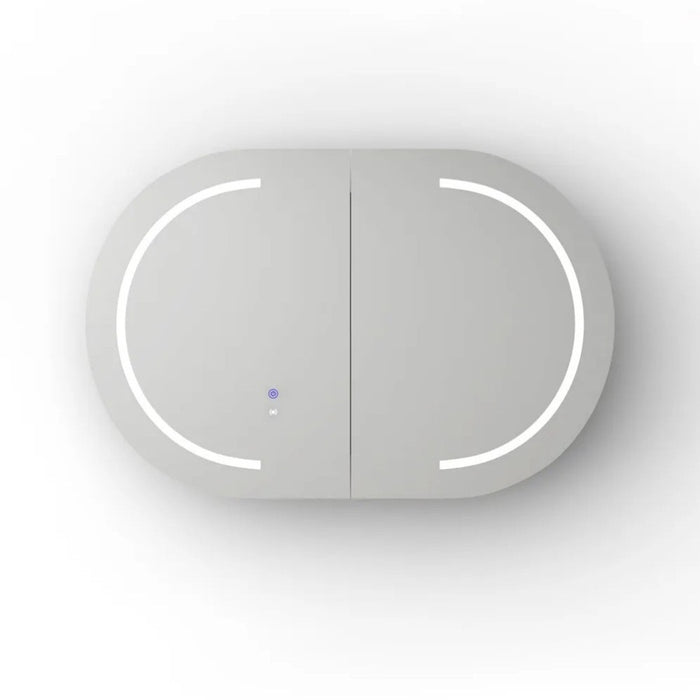 900*600mm OTT Bondi Natural Oak/Black Oak/Matte White Oval Wall Mounted LED Shaving Cabinet