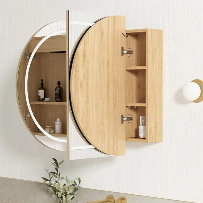 1800*900mm OTT Bondi Natural Oak/Black Oak/Matte White Oval Wall Mounted LED Shaving Cabinet