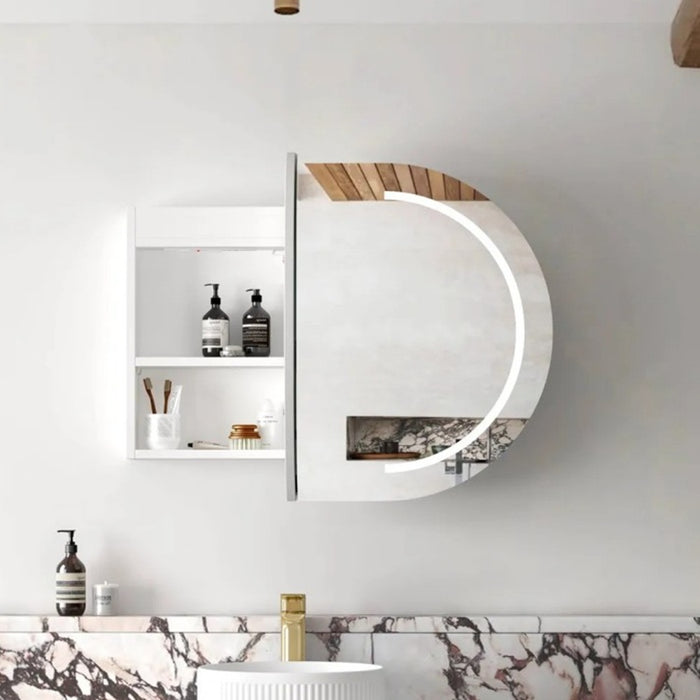 900*600mm OTT Bondi Natural Oak/Black Oak/Matte White Oval Wall Mounted LED Shaving Cabinet