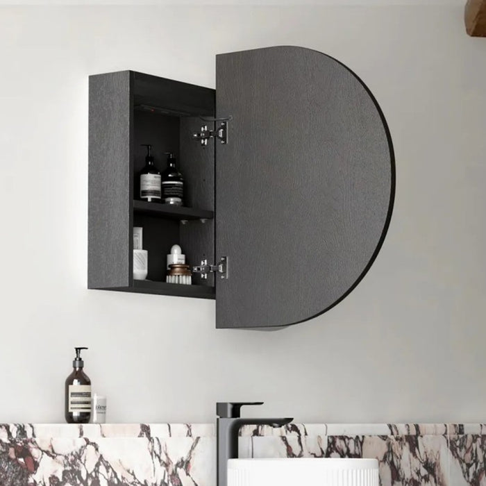900*600mm OTT Bondi Natural Oak/Black Oak/Matte White Oval Wall Mounted LED Shaving Cabinet