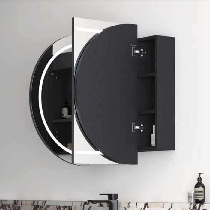1200*750mm OTT Bondi Natural Oak/Black Oak/Matte White Oval Wall Mounted LED Shaving Cabinet