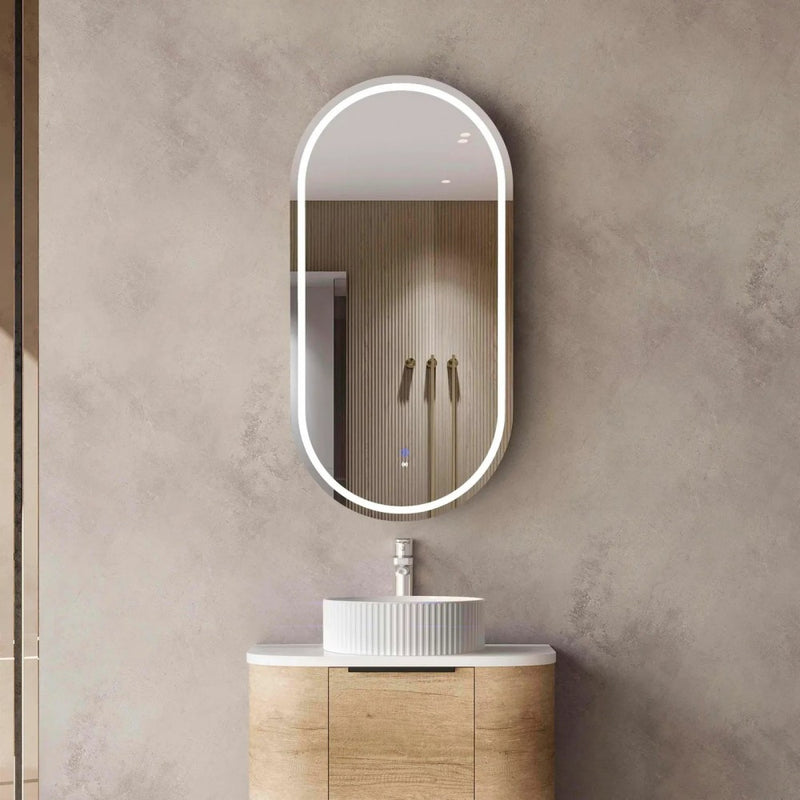 900*450mm Otti LED Noosa Oval Moisture Resistant Plywood Shaving Cabinet