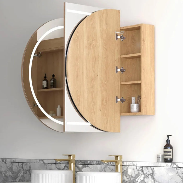 1500*900mm OTT Bondi Natural Oak/Black Oak/Matte White Oval Wall Mounted LED Shaving Cabinet