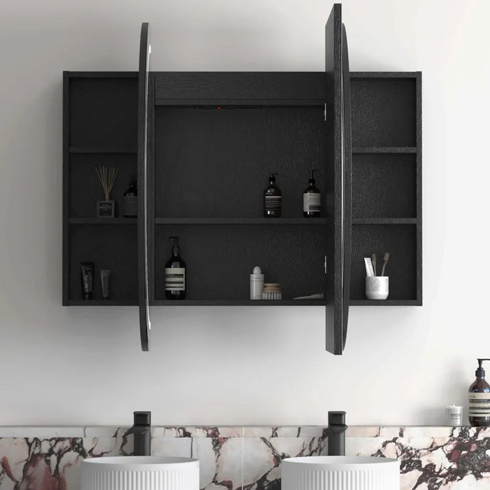 1500*900mm OTT Bondi Natural Oak/Black Oak/Matte White Oval Wall Mounted LED Shaving Cabinet