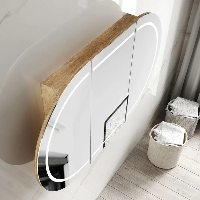 1800*900mm OTT Bondi Natural Oak/Black Oak/Matte White Oval Wall Mounted LED Shaving Cabinet