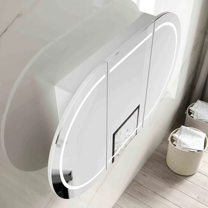 1500*900mm OTT Bondi Natural Oak/Black Oak/Matte White Oval Wall Mounted LED Shaving Cabinet