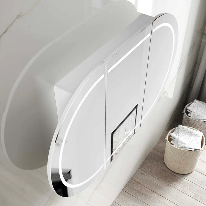 1800*900mm OTT Bondi Natural Oak/Black Oak/Matte White Oval Wall Mounted LED Shaving Cabinet
