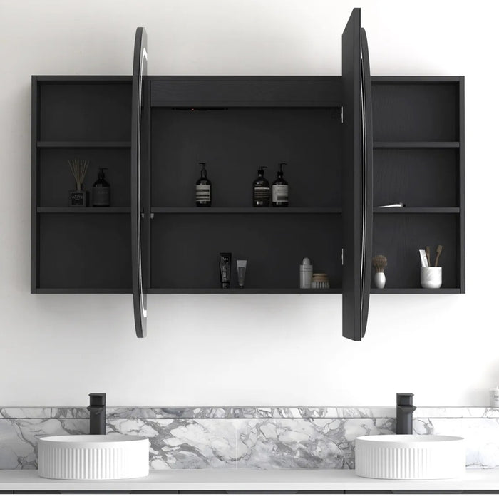 1800*900mm OTT Bondi Natural Oak/Black Oak/Matte White Oval Wall Mounted LED Shaving Cabinet