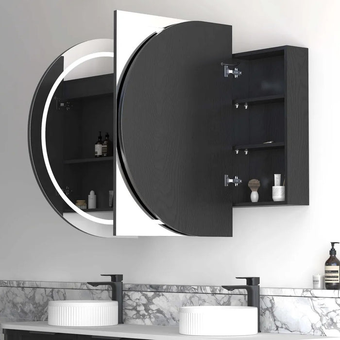 1800*900mm OTT Bondi Natural Oak/Black Oak/Matte White Oval Wall Mounted LED Shaving Cabinet