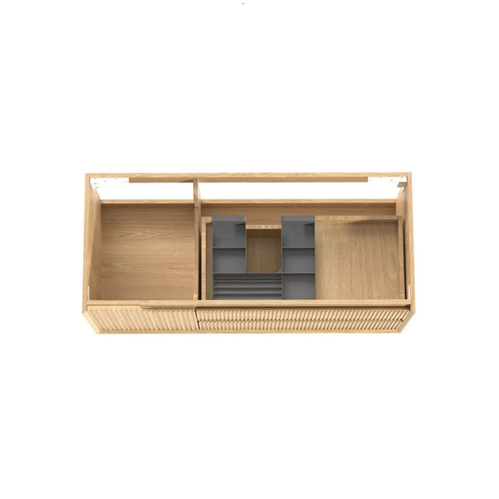 600-1800*460*550mm OTTI Byron Woodland Oak Timbergrain Fluted Bathroom Wall Hung Vanity