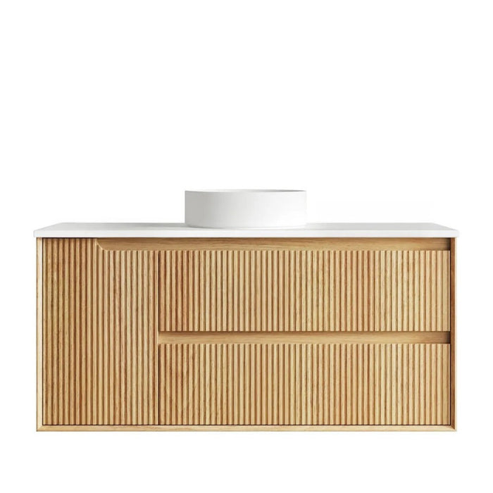 600-1800*460*550mm OTTI Byron Woodland Oak Timbergrain Fluted Bathroom Wall Hung Vanity