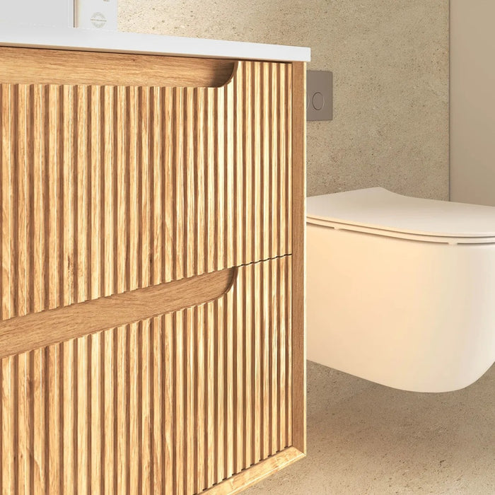 600-1800*550*460mm OTTI Byron Woodland Oak High Moisture Resistant Plywood Fluted Bathroom Wall Hung Vanity