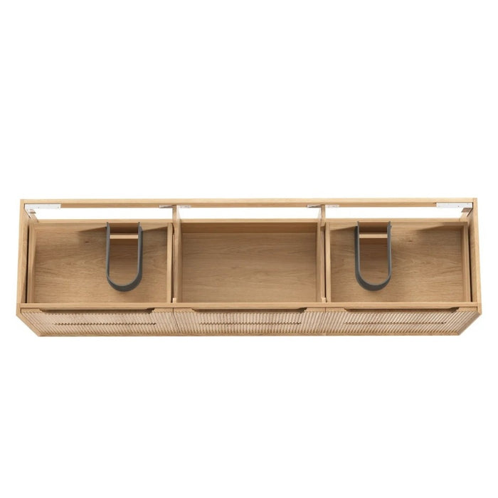 600-1800*460*550mm OTTI Byron Woodland Oak Timbergrain Fluted Bathroom Wall Hung Vanity