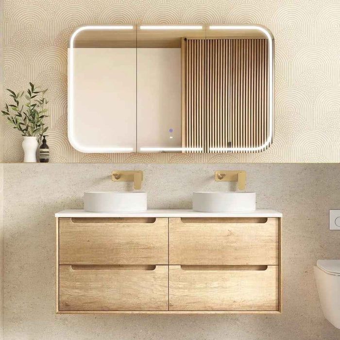 600-1500*460*550mm OTTI Byron Natural Oak High Moisture Resistant Plywood Bathroom Wall Hung Vanity