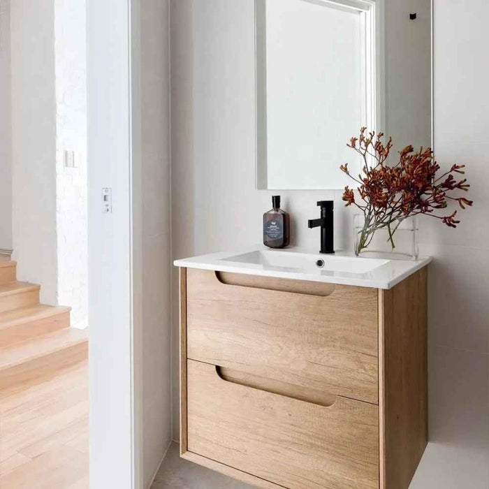 600-1500*460*550mm OTTI Byron Natural Oak High Moisture Resistant Plywood Bathroom Wall Hung Vanity