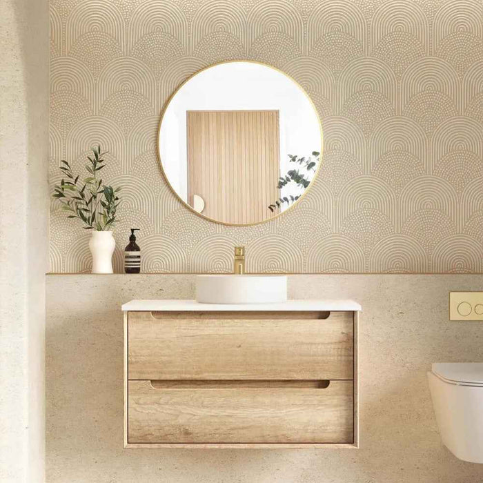600-1500*460*550mm OTTI Byron Natural Oak High Moisture Resistant Plywood Bathroom Wall Hung Vanity