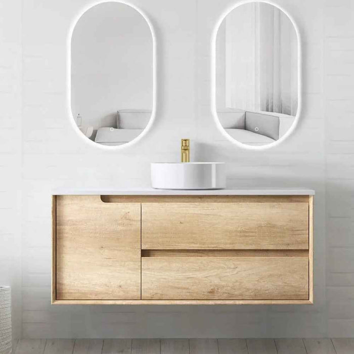 600-1500*460*550mm OTTI Byron Natural Oak High Moisture Resistant Plywood Bathroom Wall Hung Vanity