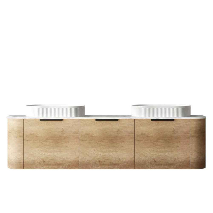 1800*460*450mm OTTI Bondi Natural Oak High Moisture Resistant Plywood Bathroom Curve Wall Hung Vanity