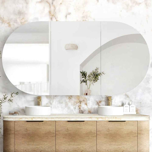 1800*460*450mm OTTI Bondi Natural Oak High Moisture Resistant Plywood Bathroom Curve Wall Hung Vanity