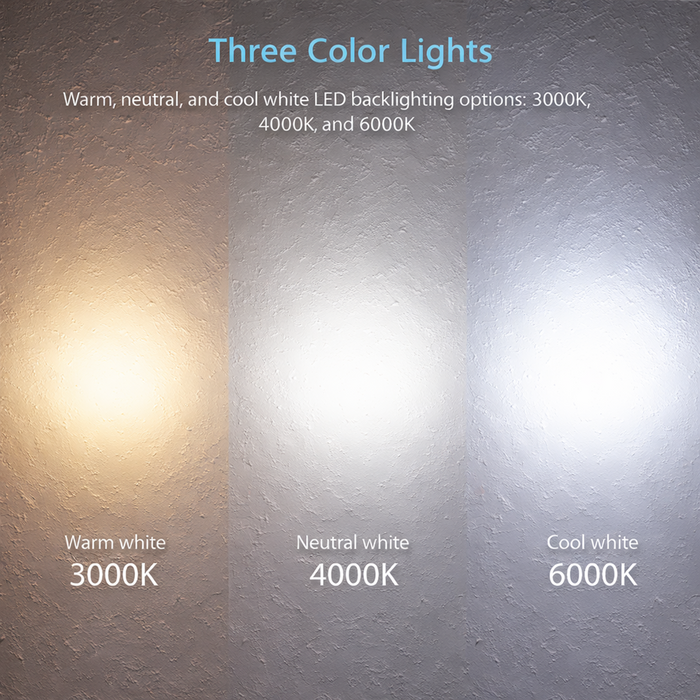 900-1500*45mm ABS O2 Oval Frameless Three Color Lights Backlit  LED Bathroom Mirror