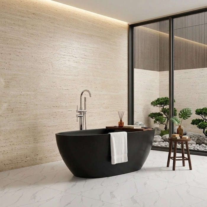 1500-1700*810*590mm Poseidon STBT Matt Black Oval Acrylic Freestanding Bathtub
