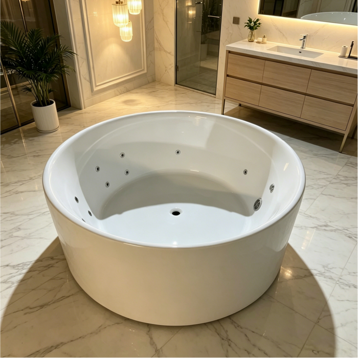 FS19 1350/1400*600mm White Round 12 Jets Acrylic Freestanding Spa Bathtub