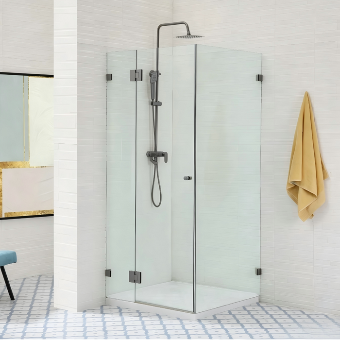800-1200mm Covey Frameless L Shape Pivot Door With Return Panel 10mm Thickness Shower Screens - 2000mm Height