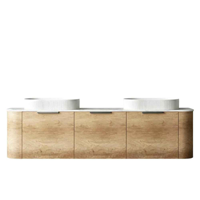 1800*460*450mm OTTI Bondi Natural Oak High Moisture Resistant Plywood Bathroom Curve Wall Hung Vanity