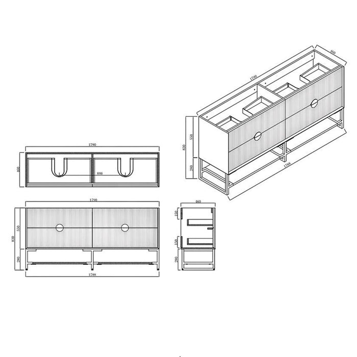 600-1800mm Kingo Black High Moisture Resistant Plywood Freestanding Vanity