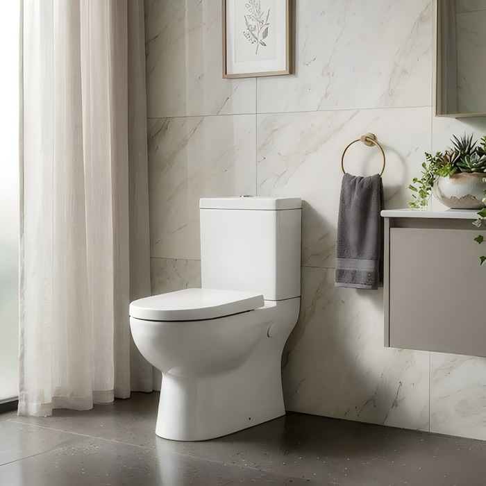 665*378*850mm Kohler Parliament White Box Rim Rear/Side Inlet Back To Wall Toilet Suite