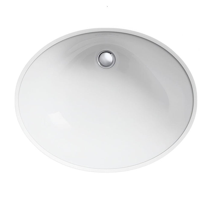 489*410*210mm Kohler Caxton Gloss White Ceramic Oval With Overflow Under-Mount Basins