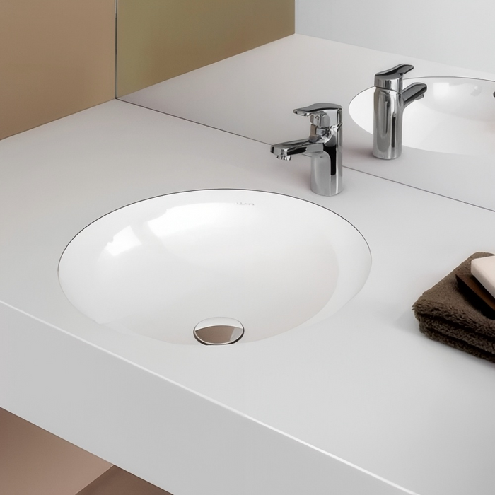 451*451*203mm Kohler Chalice Gloss White Ceramic Round With Overflow Under-Mount Basins