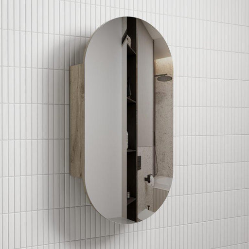 450*900*151mm Aulic Beau Monde Matt White/Mia/Max/Carita Copper-free Glass Oval Shaving Cabinet - HD reno