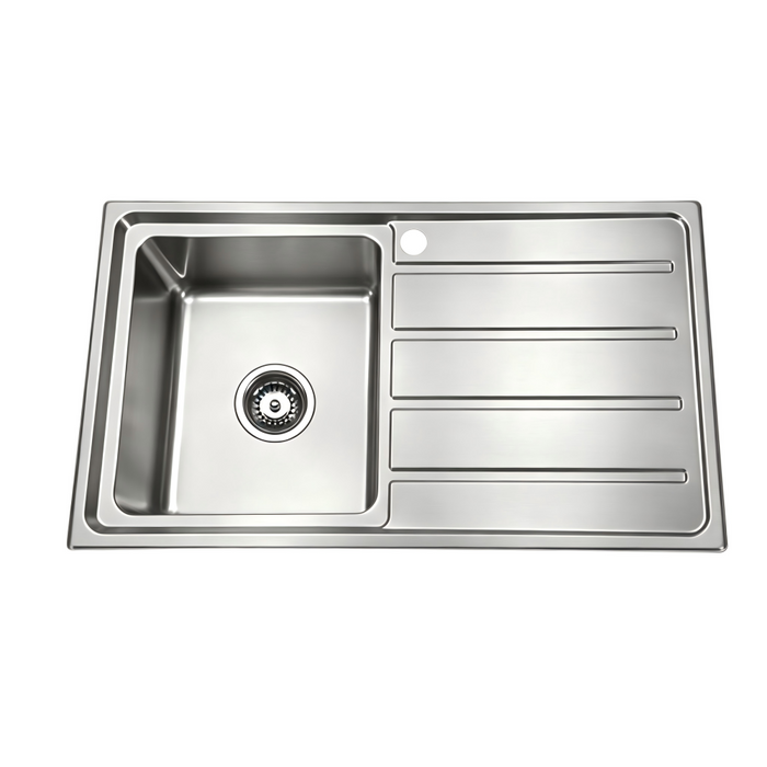 860*500*200mm BK Traditionell Chrome Square Top Mount Single Bowl Laundry Kitchen Sink With One Tap Hole