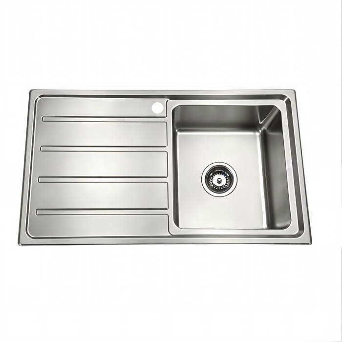 860*500*200mm BK Traditionell Chrome Square Top Mount Single Bowl Laundry Kitchen Sink With One Tap Hole