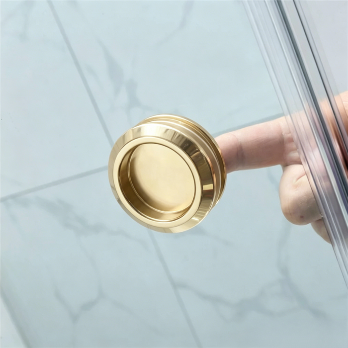 920-1750mm Covey Light Gold Semi-Frameless L Shape Sliding Door 6mm Thickness Shower Screens - 1900mm Height