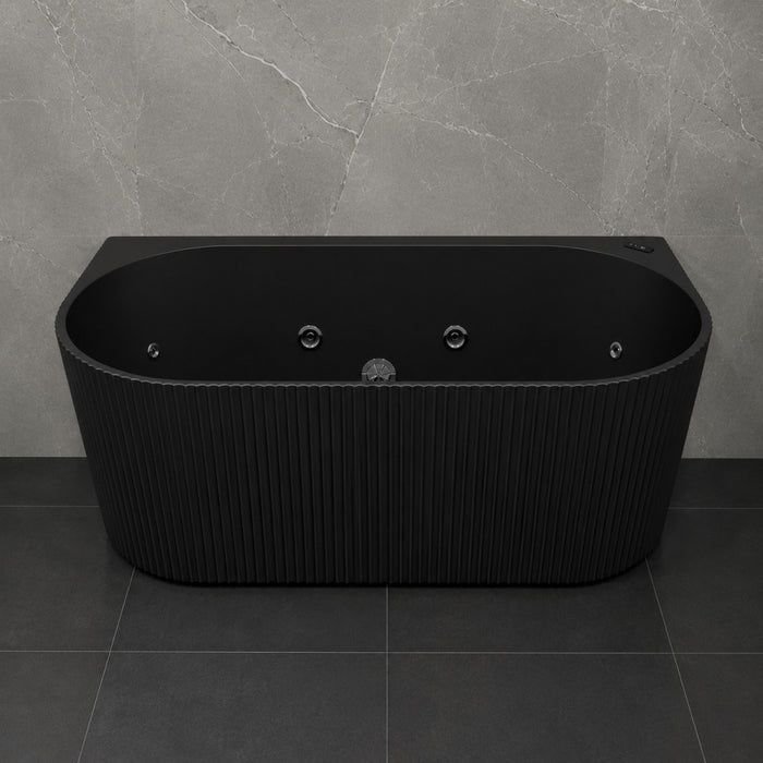 MALLORCA 1500/1700mm White/Black 10 Jets Back to Wall Freestanding Spa Bath