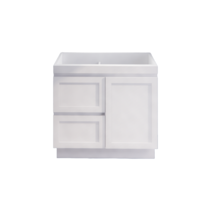 600-1500*450*820mm ABS Miami Matt White Shaker Plywood Freestanding Vanity With Kickboard