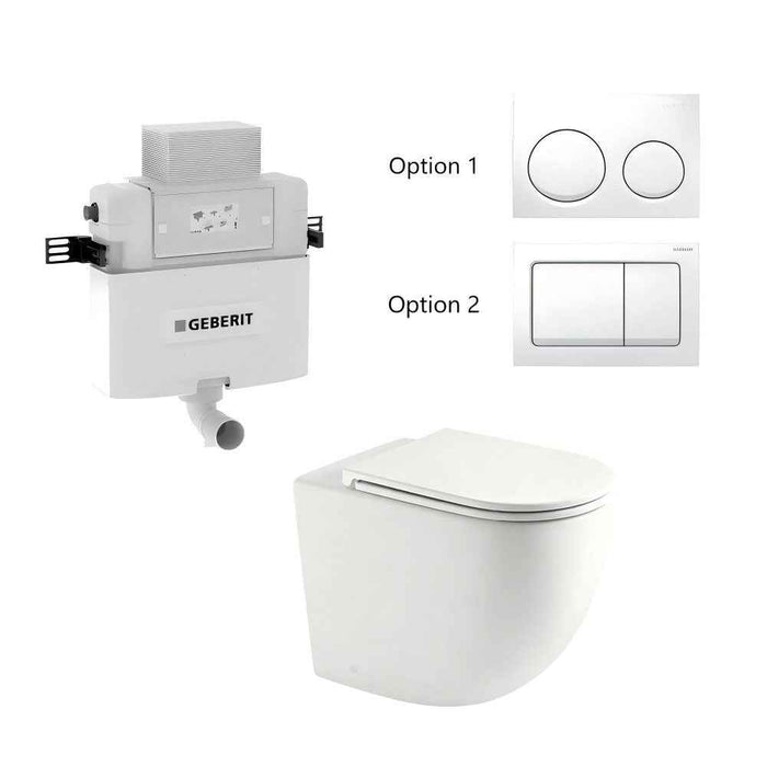 570*360*410mm Mercio Norton99 Matt White Mercio Quiet Wall-Faced Floor Toilet & Geberit Alpha Cistern & Button