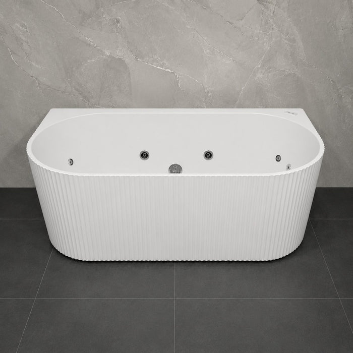 MALLORCA 1500/1700mm White/Black 10 Jets Back to Wall Freestanding Spa Bath