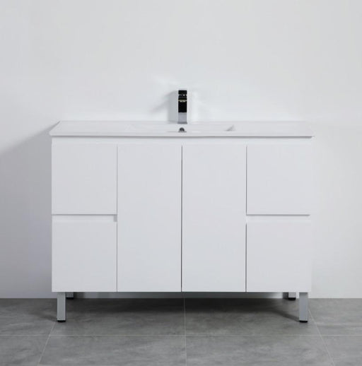 900-1500*460mm Poly White Bathroom Left/Right Drawer Freestanding With Legs Vanity - HD reno