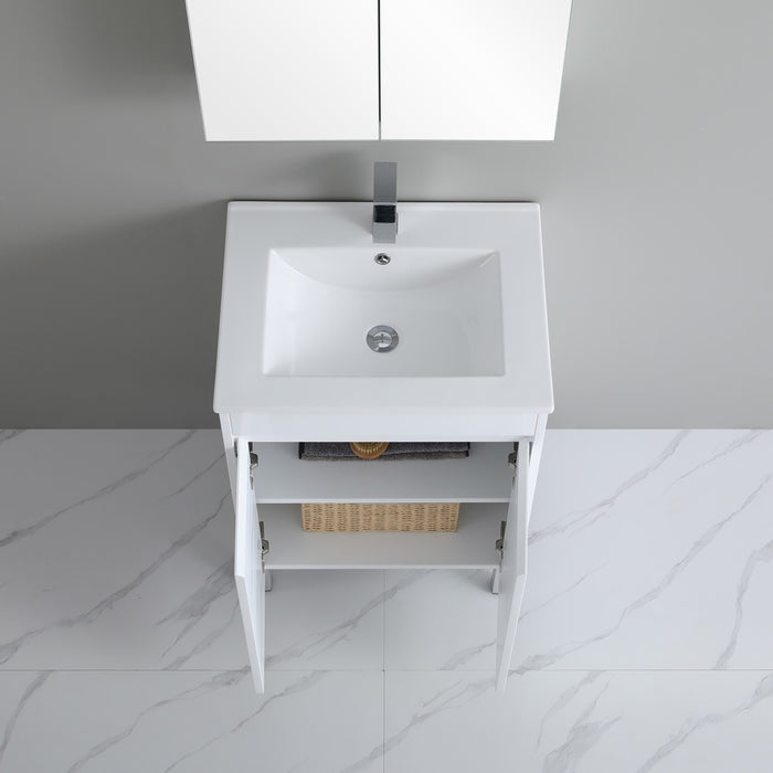 600-900*370mm Bathroom Slim Vanity PVC White Freestanding/Wall Hung Soft Closing Doors / Drawers Cabinet Only and Ceramic Top Available