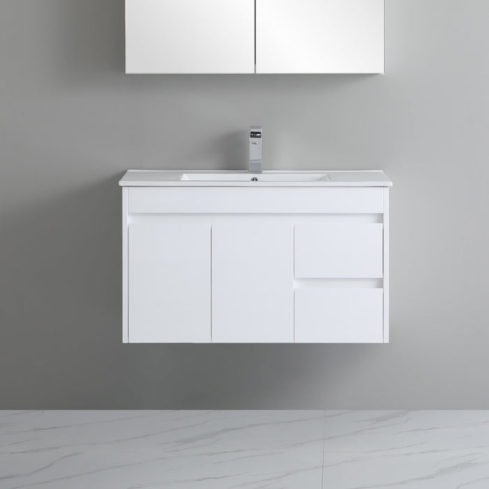 900-1800*460mm Bathroom Vanity Standard PVC Gloss White Wall Hung Vanity - HD reno