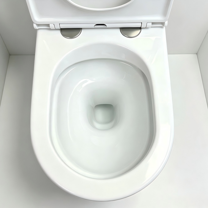 670*360*850mm Mercio Pani Ceramic High Gloss White Rimless Back To Wall Toilet